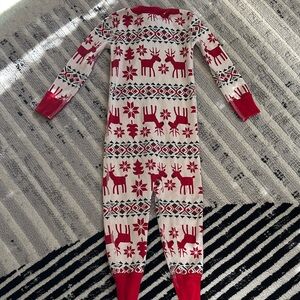 Hanna Andersson dear deer toddler one piece Festive Red and White 2t